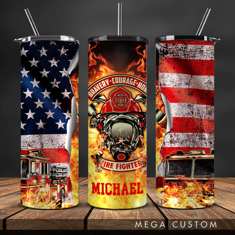 Personalized Firefighter 20-ounce Tumbler Fire Tumbler 20-ounce Insulated Tumbler Stainless Steel Tumbler