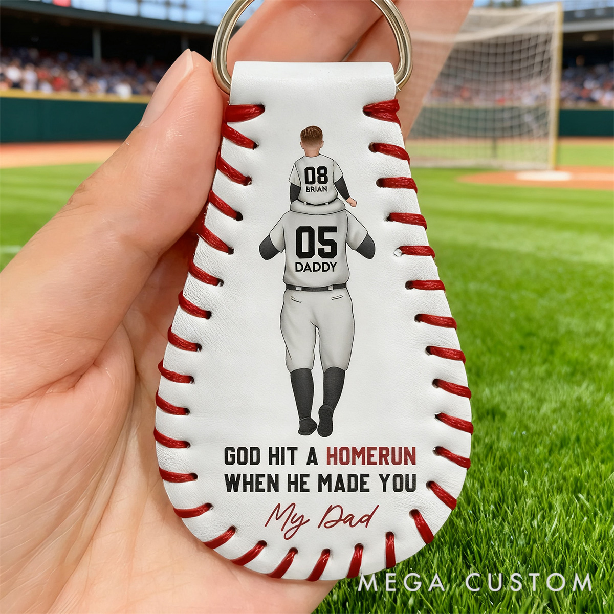 Personalized Baseball Keychain with "God Hit a Homerun" Quote and Custom Details 