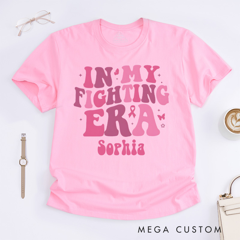 Personalized In My Fighting Era Breast Cancer Warrior T-shirt Cancer Fighter Gift