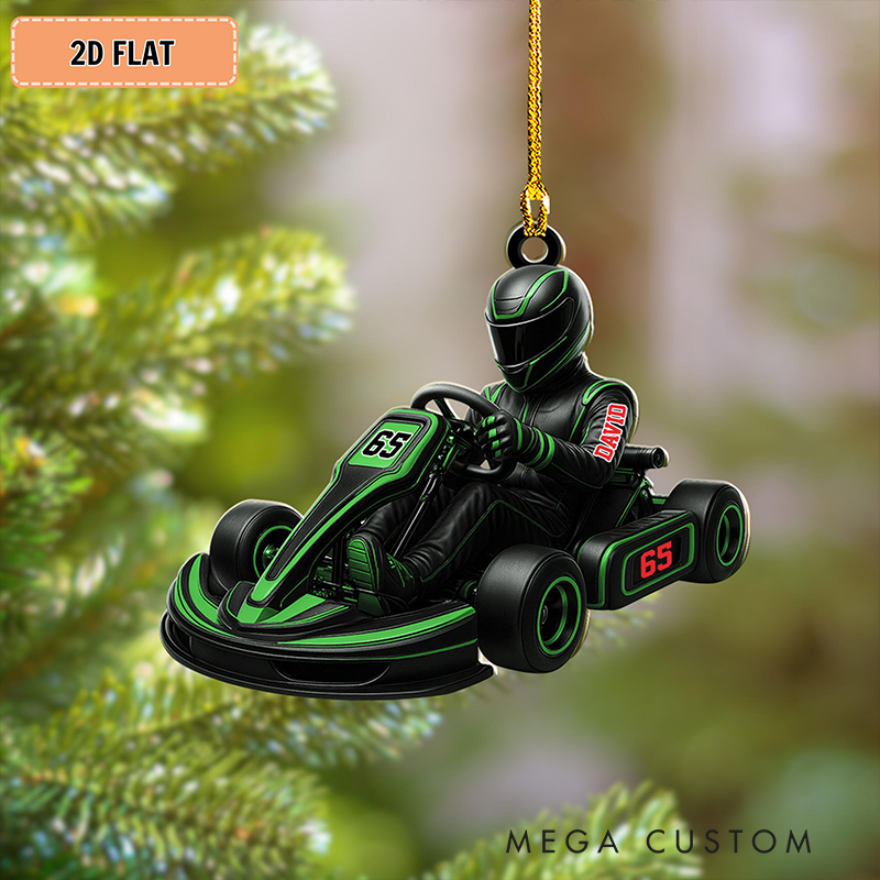 Personalized Racing Christmas Ornament Custom Name and Number Racer Racing Design Holiday Decoration Gift for Racers and Racing Lovers