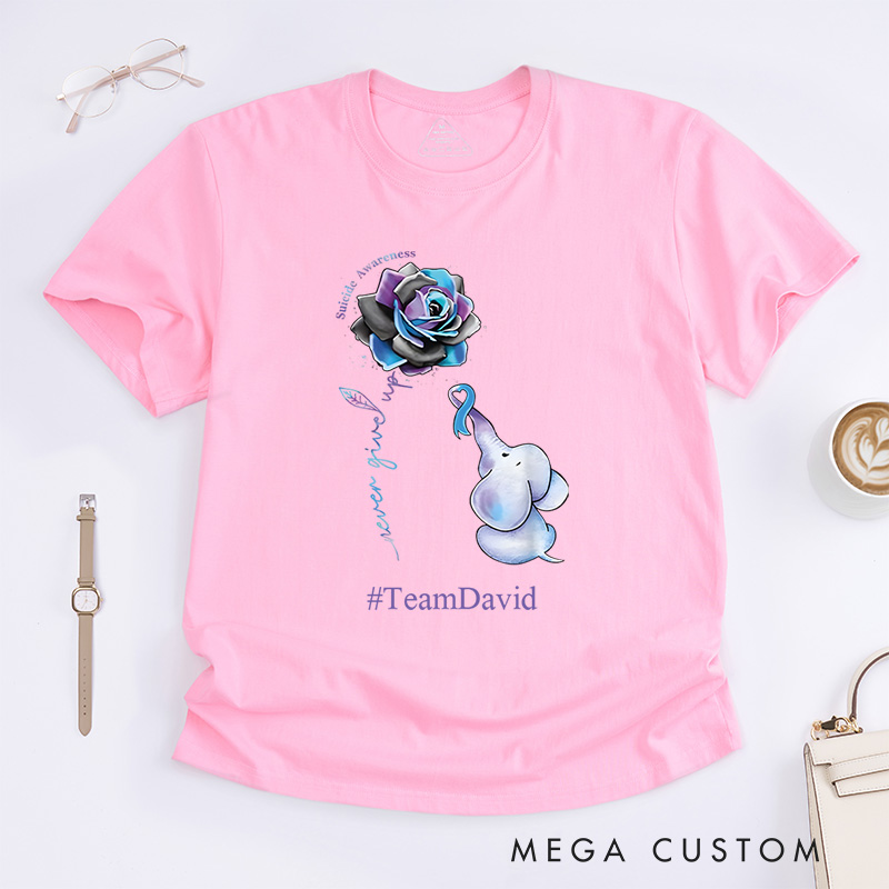 Personalized Never Give Up Suicide Awareness T-Shirt