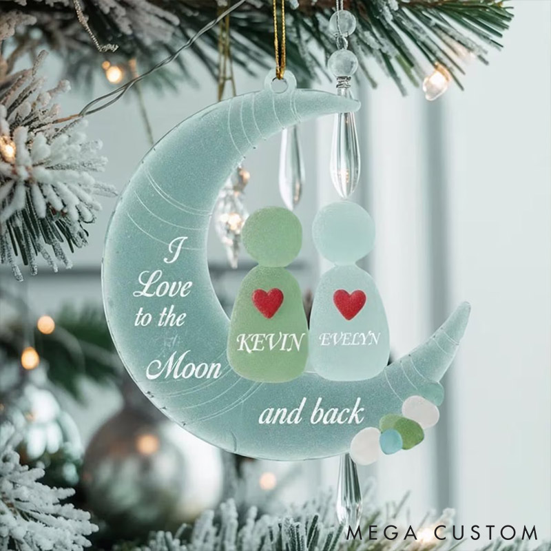 [Copy]Personalized Sea Glass-Style Couple Chrismas 2D Flag Couple Swing Design Ornament Chrismas Decoration with Names Chrismas Gift for Husband Wife