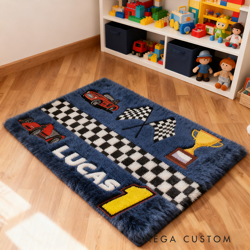 Personalized Racing Car Doormat with Custom Name Design for Racers and Racing Lovers