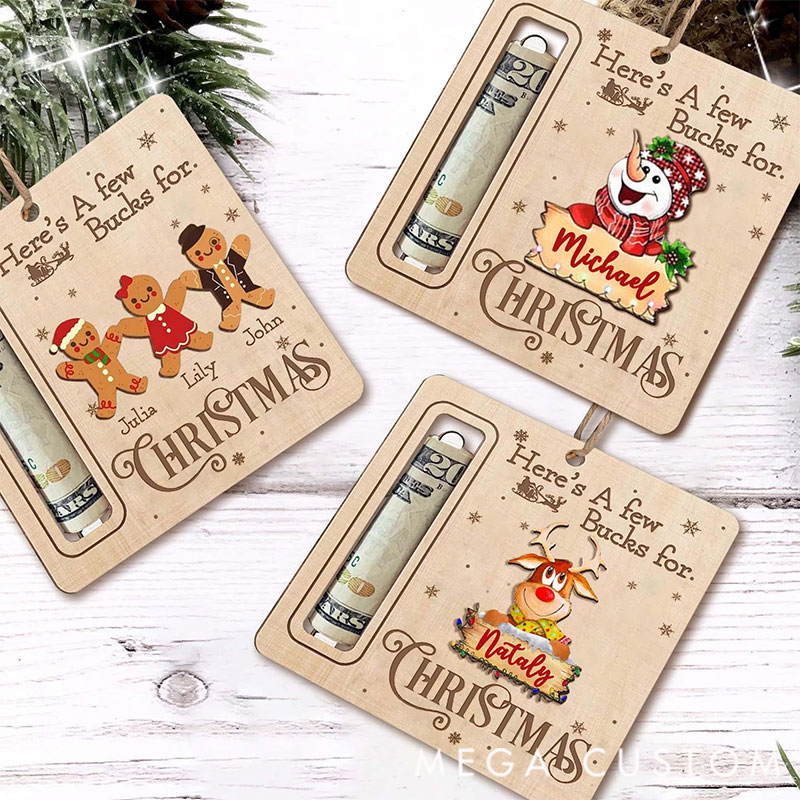 Personalized Cute Reindeer Money Holder Christmas Ornament, Here’s A Few Bucks for Christmas, Reindeer Money Holder Gift, Custom Cash Holder