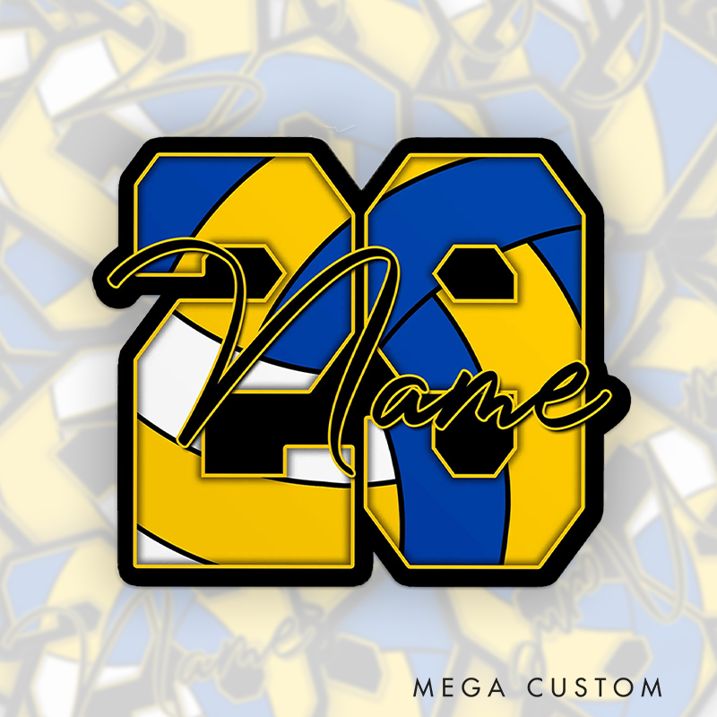 Personalized Volleyball Sticker – Custom Name and Vibrant Design for Players and Fans