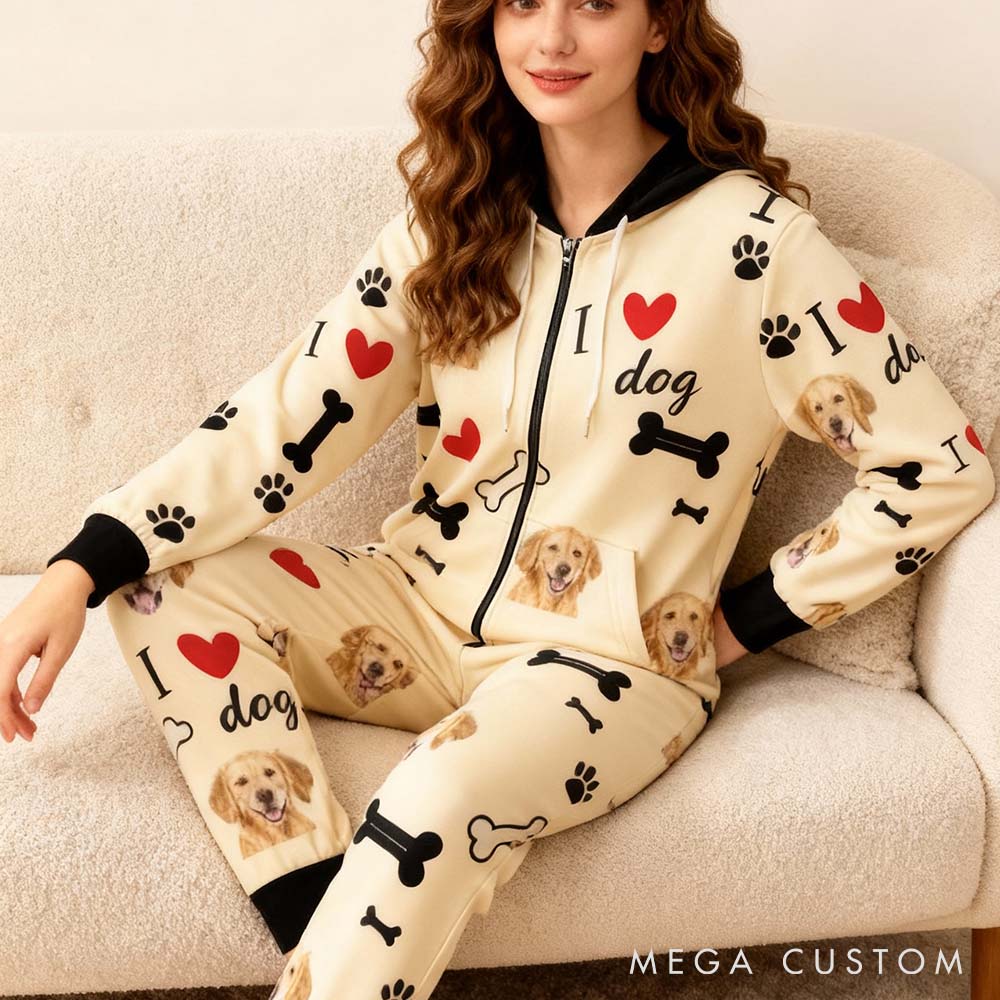 Personalized Pet Lover I Love My Dog Adult Onesie