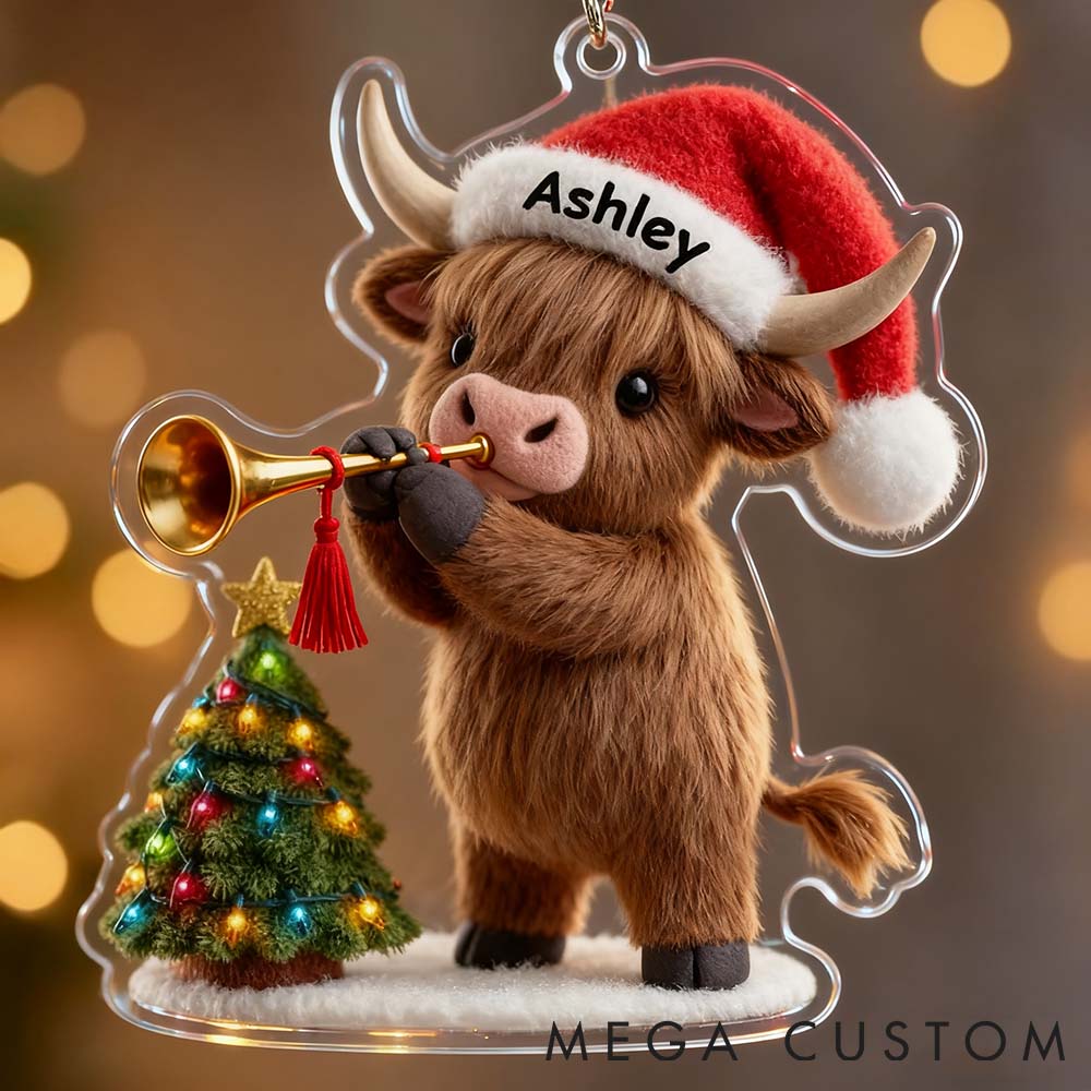 Personalized Pet Lover Highland Cow Christmas Ornament