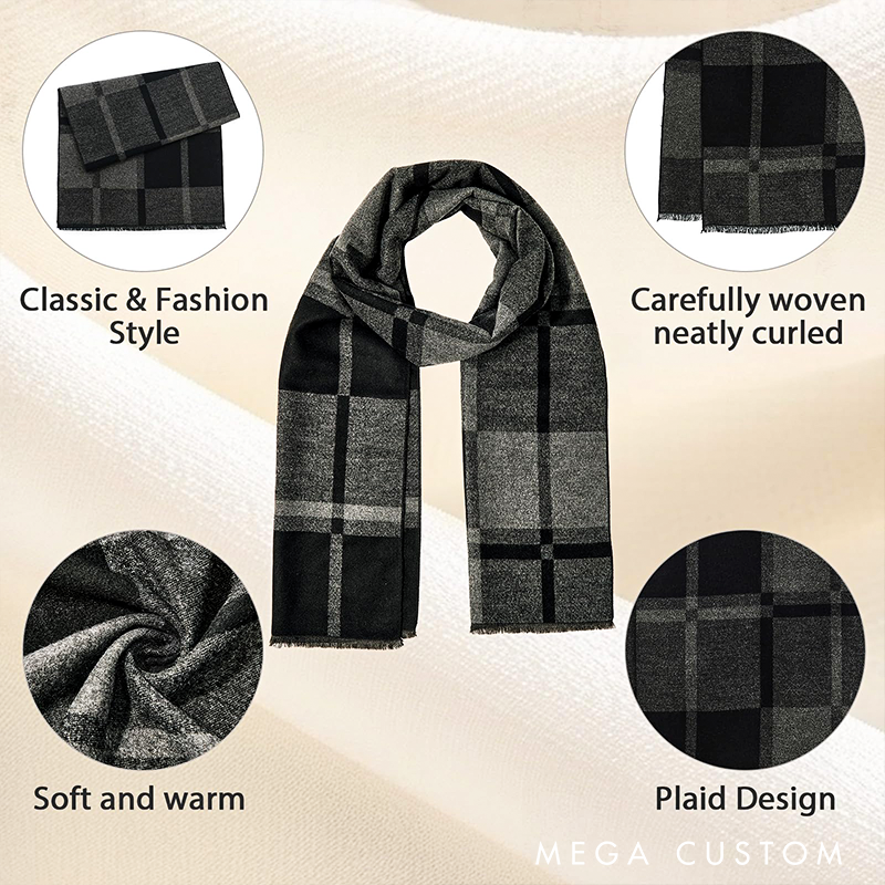 Personalised Name Embroidered Scarf for Men Custom Monogram Scarf Winter Long Scarves Gifts for Boyfriend