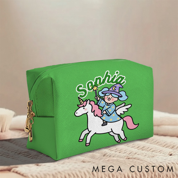 Personalized Magical Girl Toiletry Bag Custom Name for Kids Travel Gifts and Daily Use