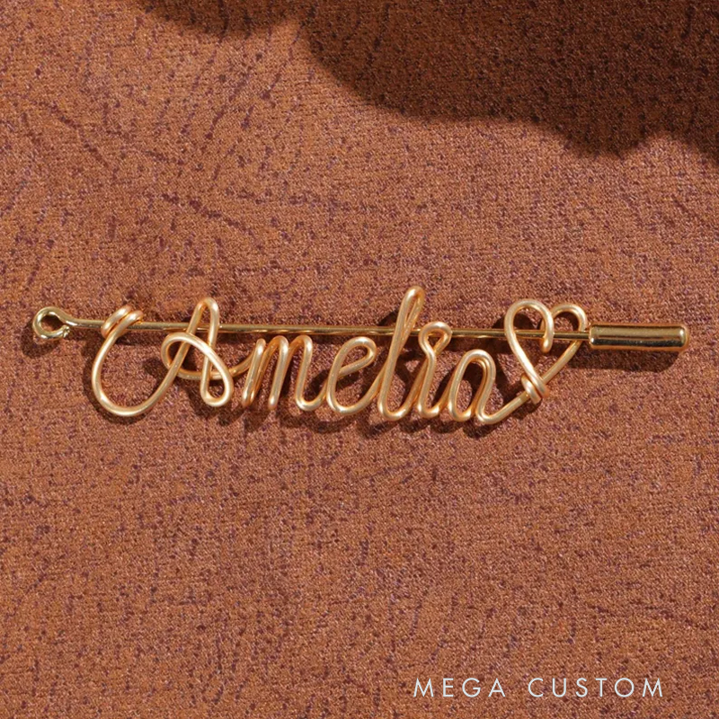 Personalized Name Brooches, Bridesmaids Custom Pins, Bags, Elegant Gold Initials Badges On Lapels, Unique Gifts For Parties And Business