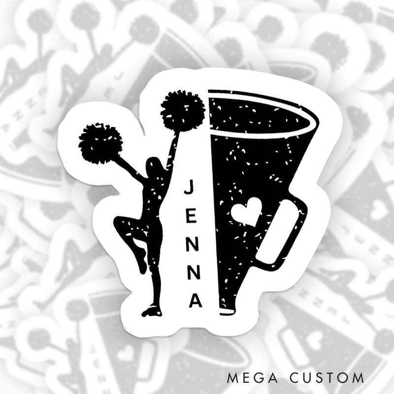 Personalized Sport Cheerleader Team Spirit Sticker – Customize with Player Name for Cheer Gift