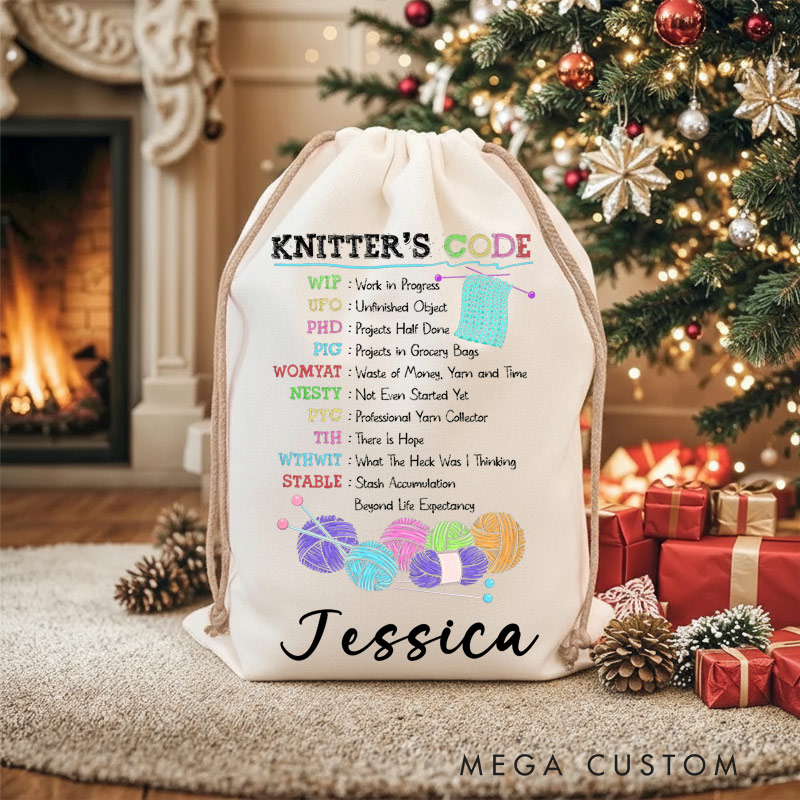 Personalized Knitting Bag Christmas Knitter's Code Gift for Knitting Lover for Grandma