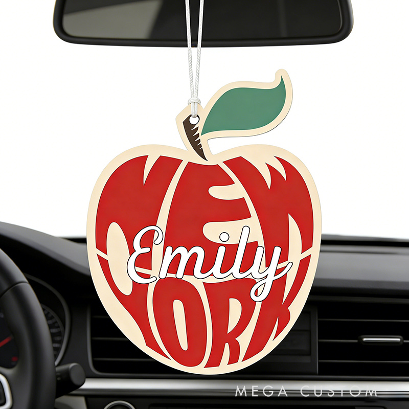 Personalized Aromatherapy Hanging Tag New York Apple Custom Gift for Travel Lovers