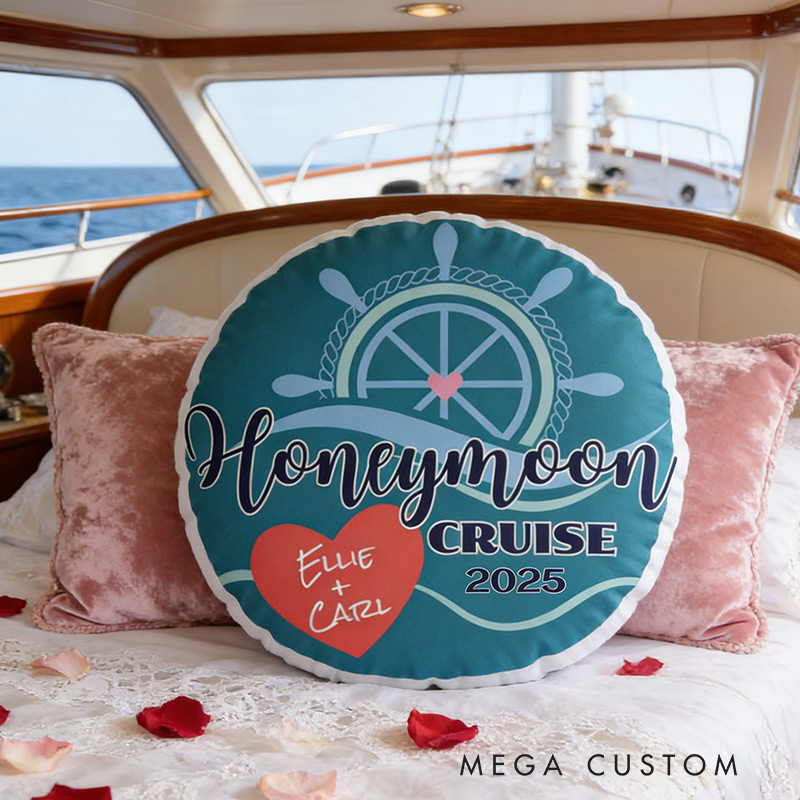 Personalized Honeymoon Cruise Pillow Graphic 3D Print Couples Honeymoon Trip Valentine's Day Vacation Date for Travel Lovers