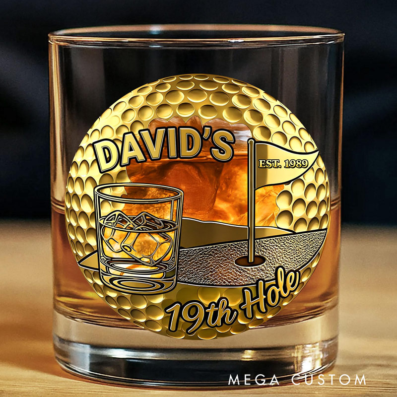 PersonalizedGolf Whiskey and Glass Set 19th Hole Golf Gift for Him Custom Name Barware for Golfers 
