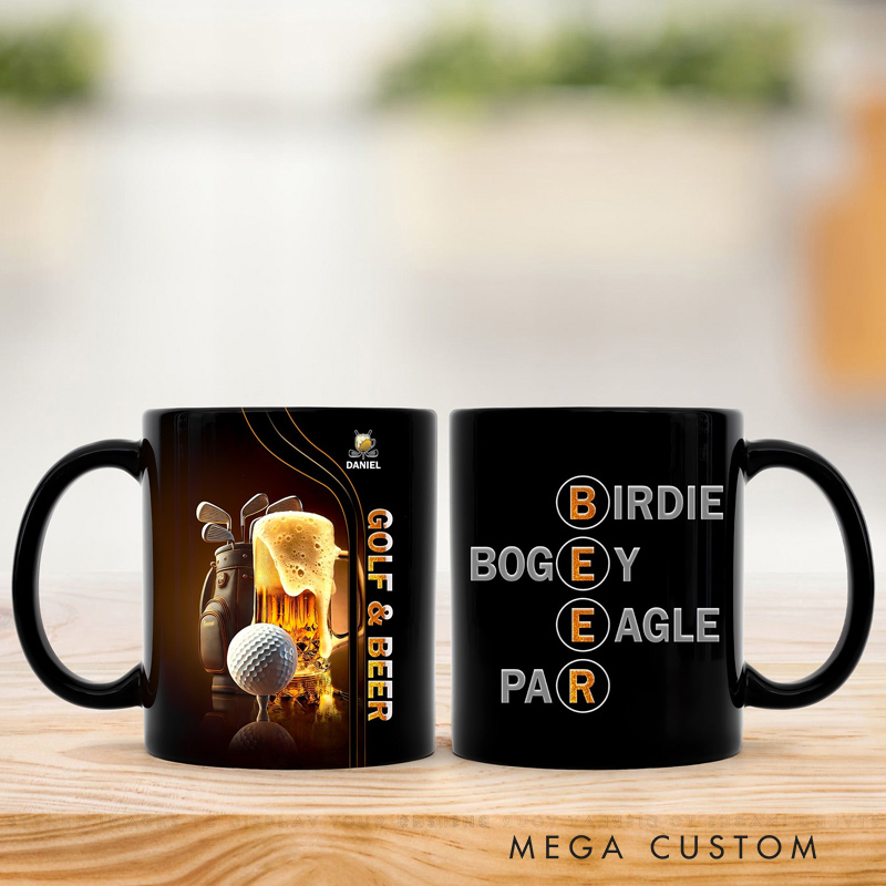 Personalized Golf and Beer Mug with Custom Name Perfect Gift for Golf Lovers