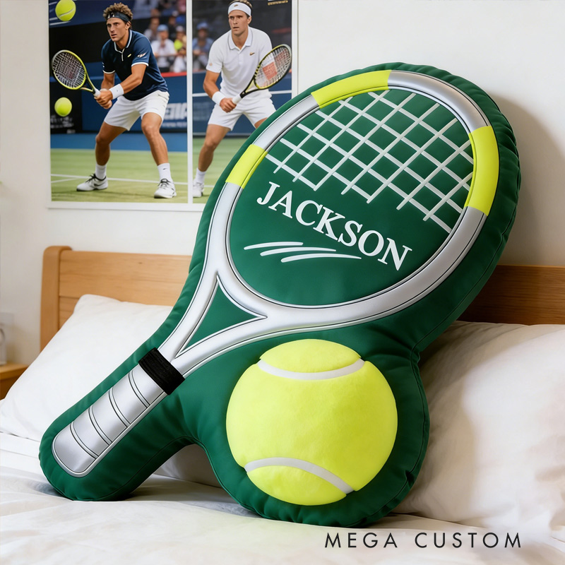 Personalize Tennis Pillow Graphic 3D Print Tennis Racket Tennis with Custom Name