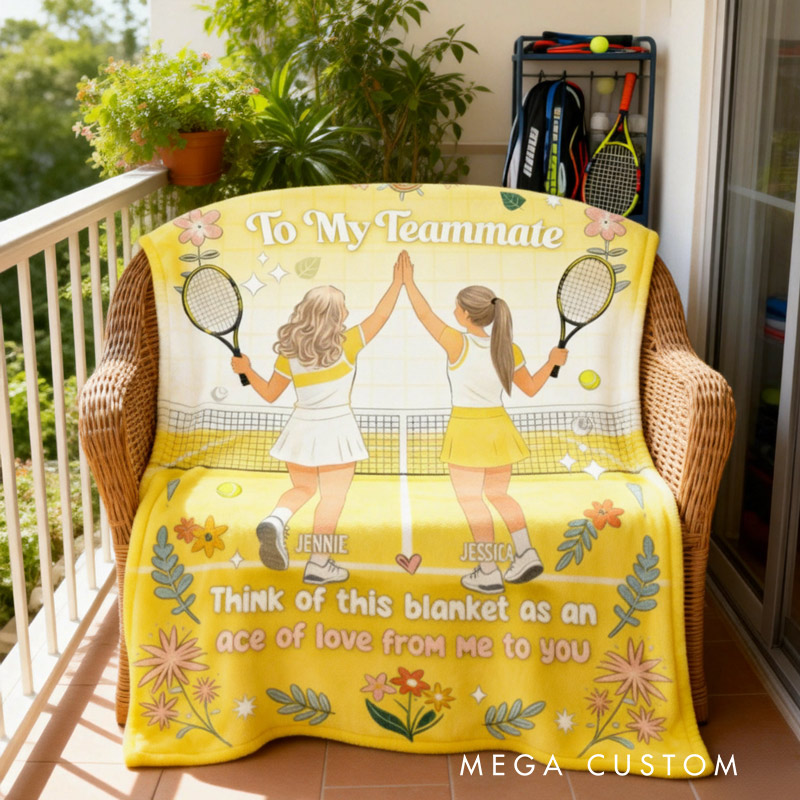 Personalized Tennis Blanket Girl's Tennis with Custom Name Gift for Tennis Lovers