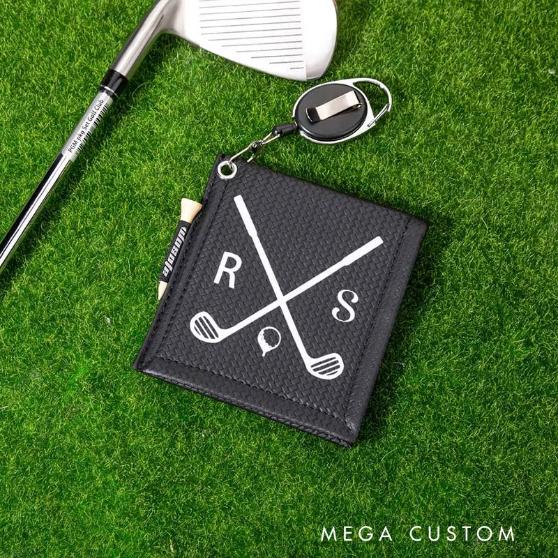 Personalized Leather Absorb Water Golf Towel with Golf Tees Retractable Clip Portable Accessories Birthday Gift for Golf Lovers