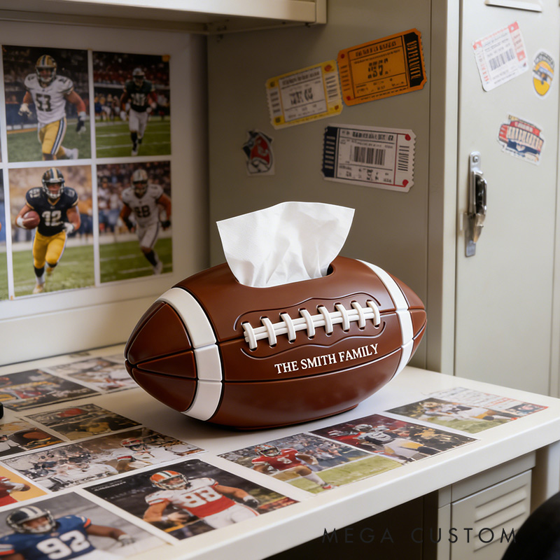 Personalized Football Tissue Box Family Tissue Boxes Football Fan Customized Text Gift for Family