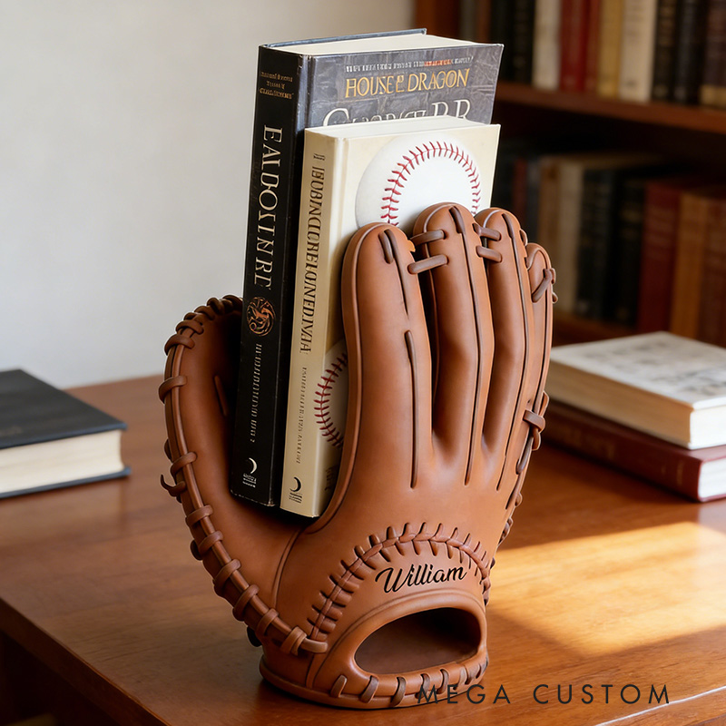 Personalized Baseball Glove Book Holder 3D Printed Custom Name Gift for Baseball Lovers
