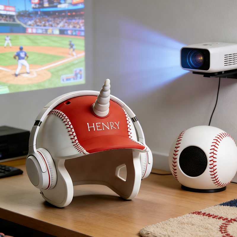 Personalized Baseball Helmet Headphone Mount 3D Printed Desk Organizer for Baseball Players   