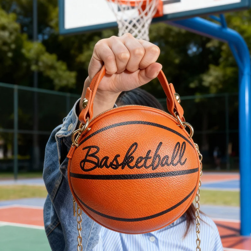 Personalized Basketball Style Spherical Bag with Initial Daily Sport Use Game Day Christmas Gift for Girl Basketball Lover