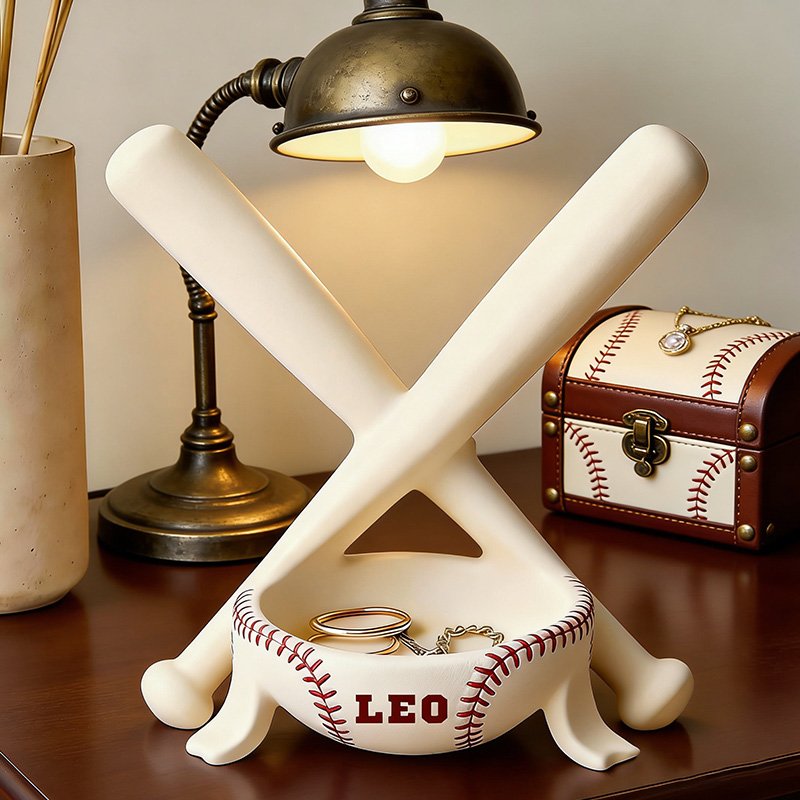 Personalized Baseball Bat Jewelry Holder 3D Printed with Custom Name and Baseball Bat Design for Girls and Teens 