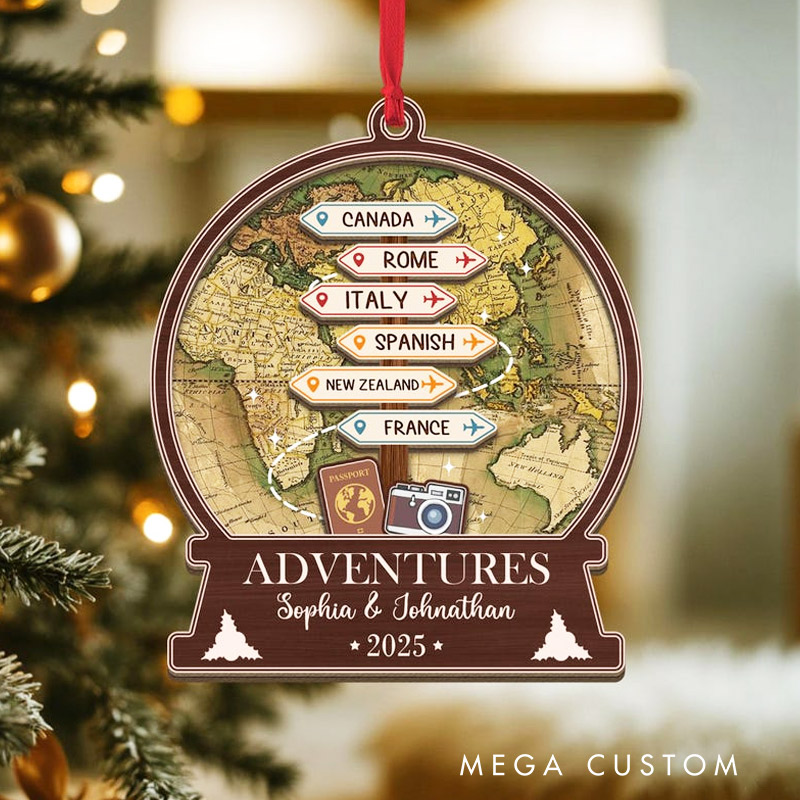 Personalized Adventure Ornament Travel Destination Travel Ornament Travel Christmas Keepsake
