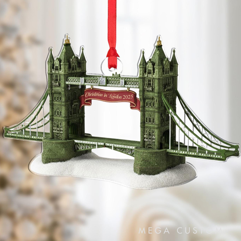 Personalized London Tower Bridge Christmas Ornament Travel Souvenir Tree Decor Gift for Travel Lovers