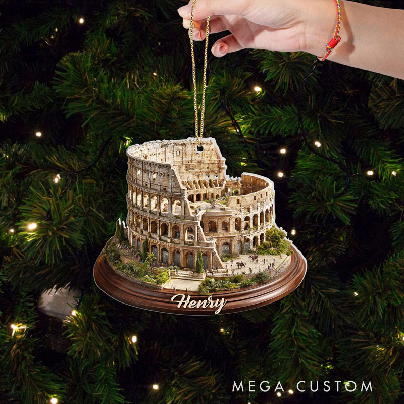 Personalized Italy Acrylic Ornament Colosseum Rome Christmas Ornament Custom Name Travel Souvenir