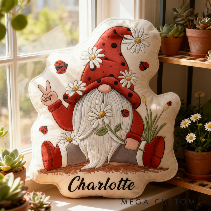 Personalized Garden Gnome Pillow with Custom Name Graphic 3D Print Daisy Garden Gnome Pillow for Gardening Lovers