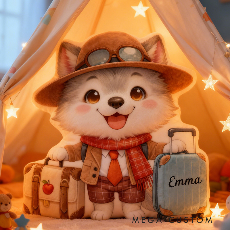 Personalized Puppy Travel Pillow Graphic 3D Print Cute Puppy Suitcase Pillow Travel Souvenirs for Travel Lovers