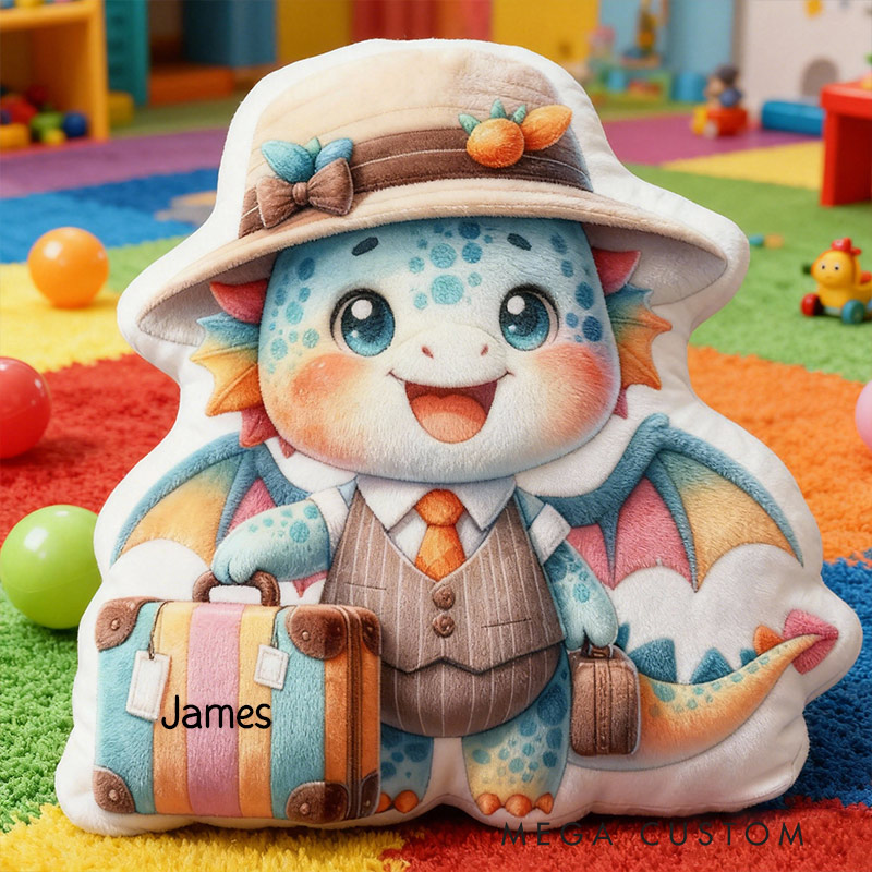 Personalized Dragon Travel Pillow Graphic 3D Print Cute Dragon Suitcase Pillow Travel Souvenirs for Travel Lovers
