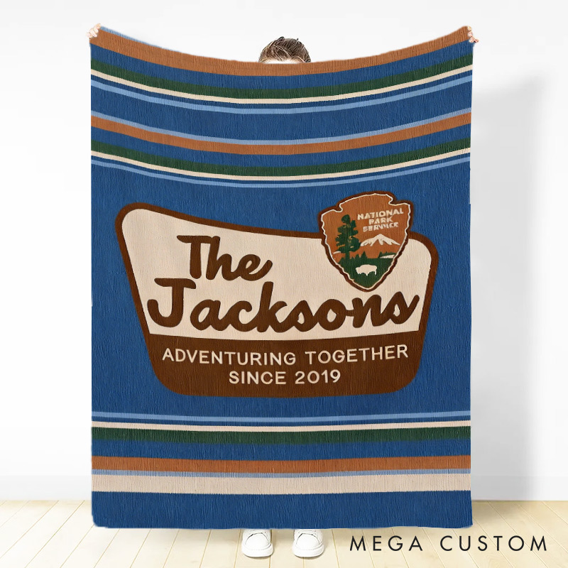 Personalized Flannel Blanket Adventure Couple Anniversary Gift National Park Blanket Gift for Adventure Lovers Travel Souvenir