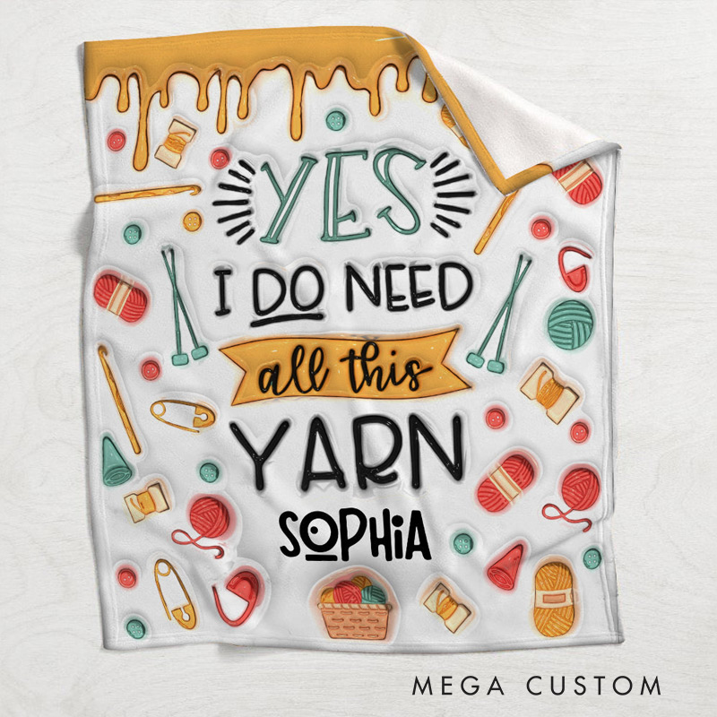Personalized Knitting Blanket Yes I Do Need All This Yarn Custom Name Gift for Knitting Lovers