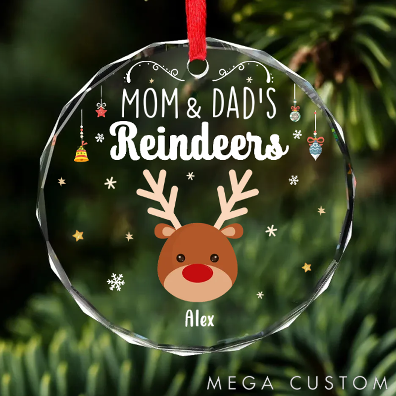 Personalized Family Reindeer Christmas Ornaments Gift for Mom Dad