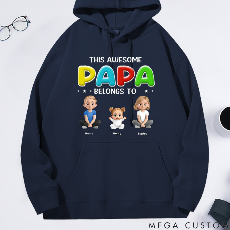 Personalized this Awesome Daddy Belongs to Me Classic Hoodie Gift for Dad Grandpa