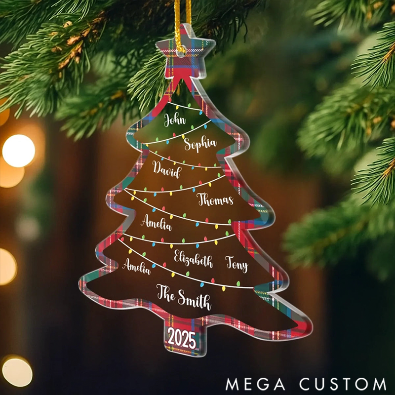 Personalized Family Roots Festive Fruits Christmas Acrylic Ornament Gifts for Mom Dad Kids