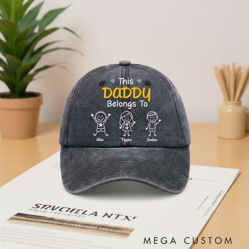 Personalized My Crew Makes Me Smile Vintage Washed Denim Baseball Cap Gifts for Dad Grandpa