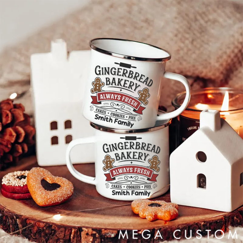 Personalized Family Christmas Enamel Mug Heartwarming Holiday Surprise