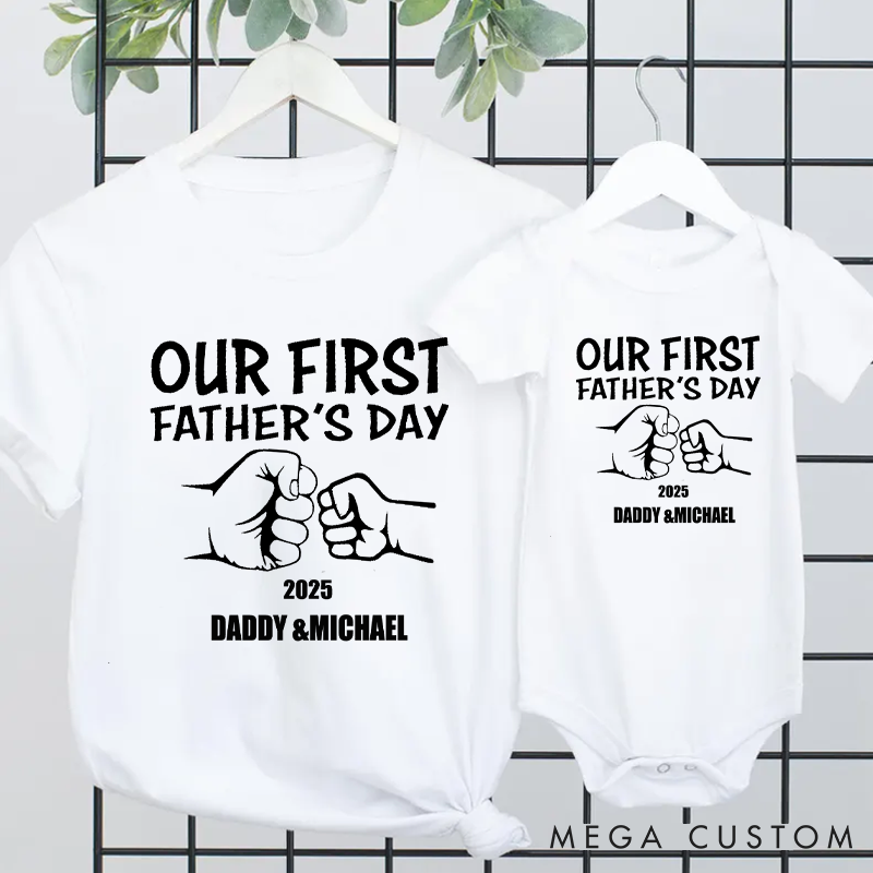 Personalized Our First Father's Day New Dad Matching Outfit