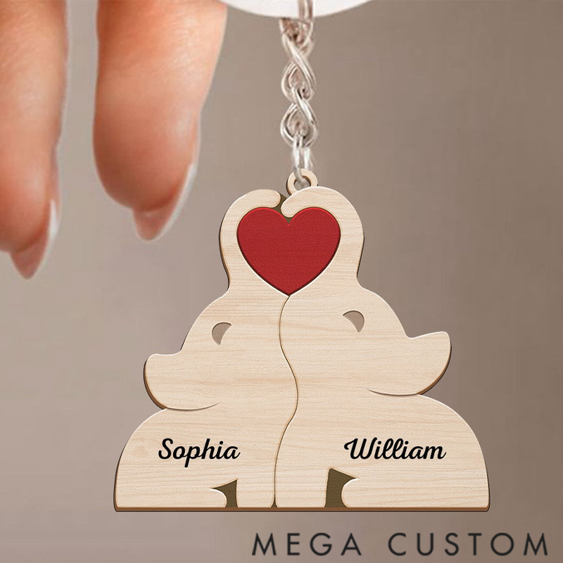 Personalized Love Elephant Family Acrylic Keychain Gift for Family