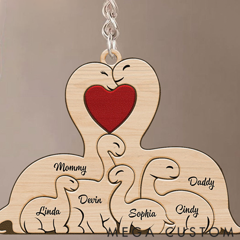 Personalized Love Dinosaurs Family Acrylic Keychain Gift for Family