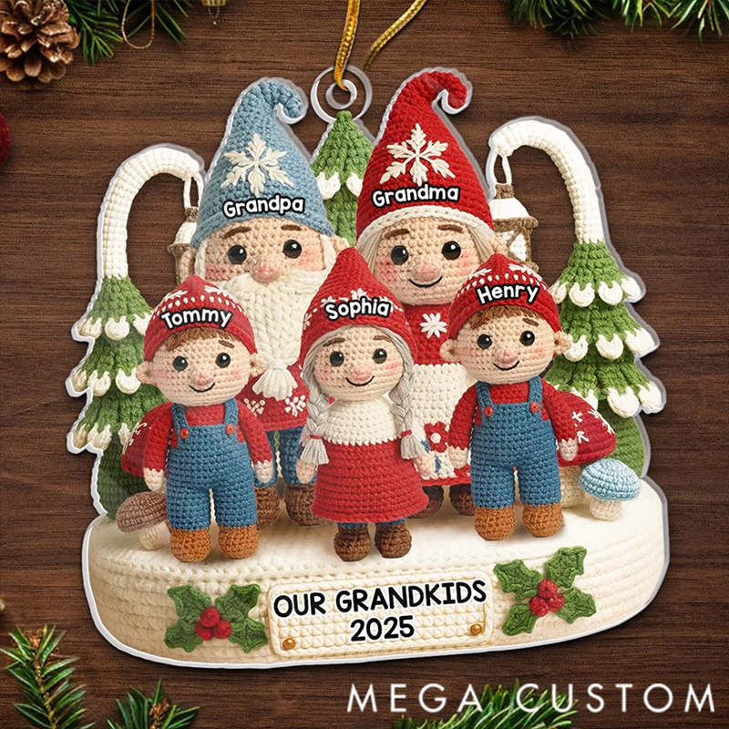 Personalized Together We Celebrate Christmas Joy Crochet Gnome Acrylic Ornament