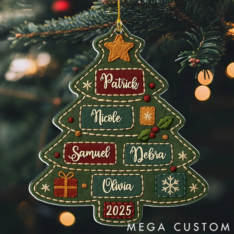 Personalized Names of Joy Tree Acrylic Ornament Gifts for Family