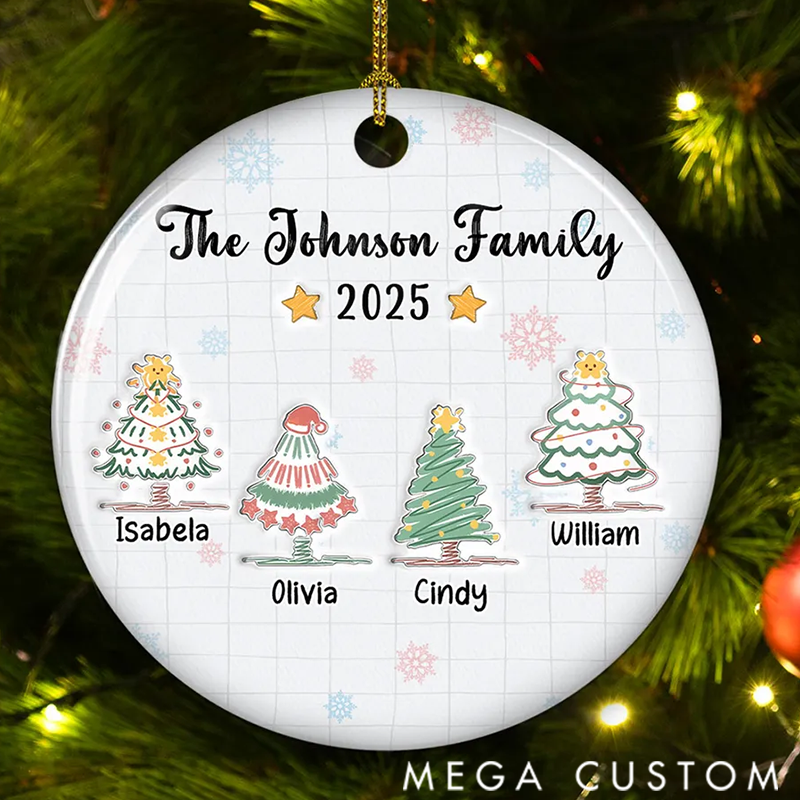 Personalized Love the Way Draw Family Love 3D Inflated Effect Ceramic Ornament