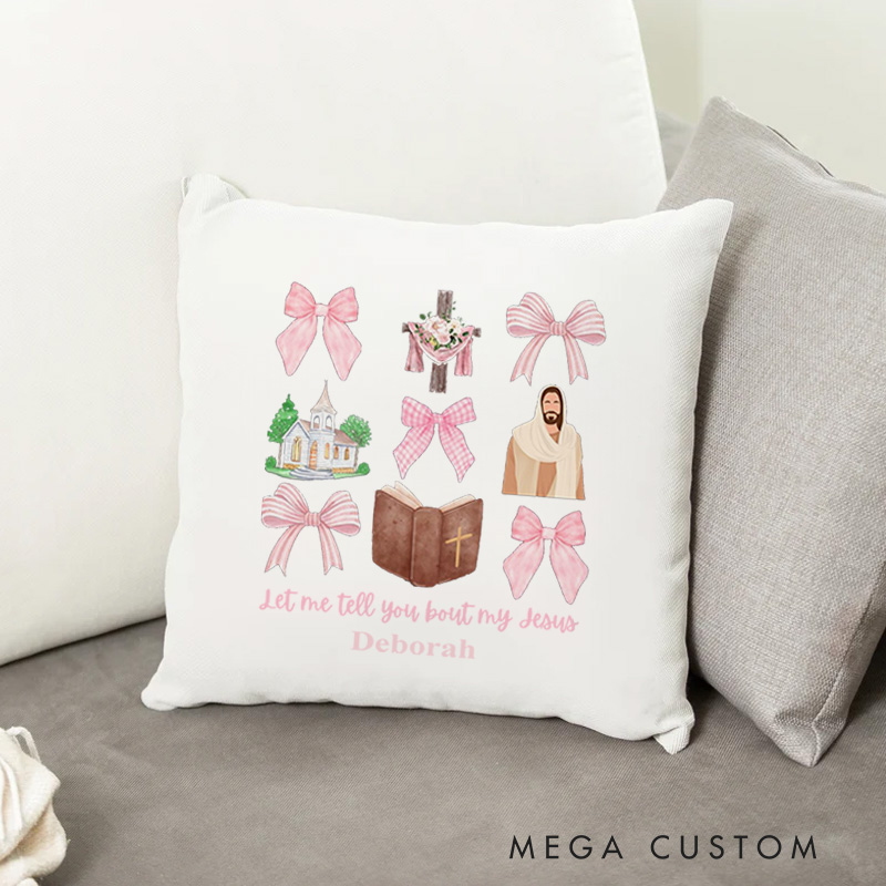 Personalized Cross Bible Jesus Throw Pillow with Name Christian Birthday Gift for Family Religious Inspirational Gift for Christian