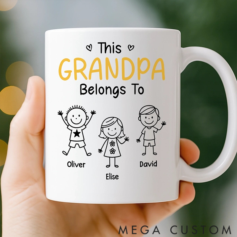 Personalized this Grandpa Belongs to Kids Mug Gifts for Dad Grandpa