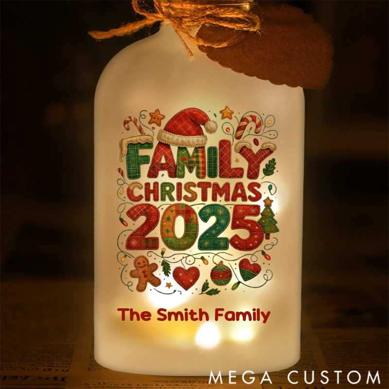 Personalized Family Christmas LED Glowing Glass Bottle Family Christmas Gift